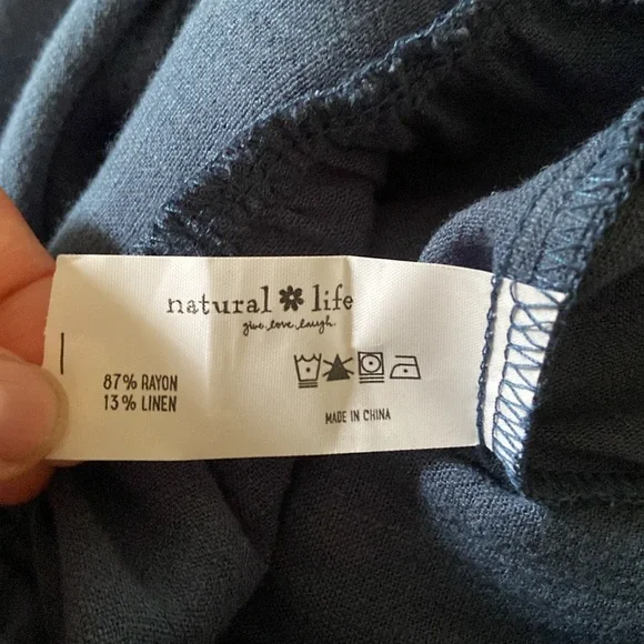 NATURAL LIFE Avery Blue V-Neck Wide-Leg Jumpsuit, Size Medium - Picture 10 of 11